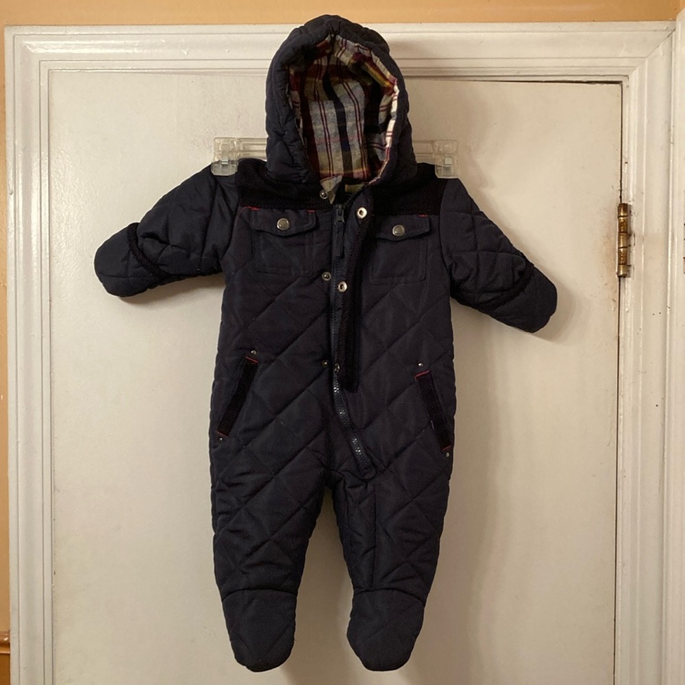 Rothschild Navy Quilted Baby Snowsuit with Hood